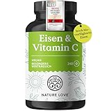 NATURE LOVE® Eisentabletten mit Vitamin C - 240 Stück - 20mg Eisen und...