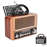 Radio Tragbar AM/FM/SW Retro Radio Klein, VintageRadio Betrieben mit Akku...