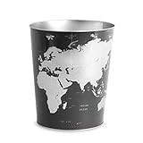 balvi Papierkorb Globe Farbe Grau Weltkarten-Design Blech 26 x 22 x 17,7 cm
