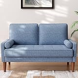 Sofa 2 Sitzer, Modernes 2er Sofa mit 2 Wurfkissen, Kleine Stoffcouch mit...