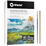 Artecho Aquarellpapier A4 300g 40 Blatt mit Aquarellpinsel und Bleistift,...