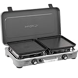 BRUNNER: 2-in-1 Tisch Camping-Kocher 2-flammig Edelstahl Gasgrill &...