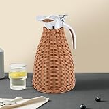 Thermo-Kaffeekanne aus Edelstahl mit handgefertigtem Rattankörper, 12...