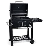 BBQ Holzkohle Grillwagen mit Deckel, Ablage und Feuerklappe,...