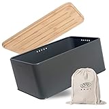 Theo&Cleo Brotkasten mit Schneidebrett, 33x21x15cm, Matte Brotbox mit...