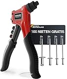 RAM TOOLS® Nietenzange, Nietzange Set inkl.100 Nieten in 4 Größen,...