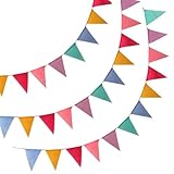3er Set Wimpelkette Outdoor, 36 Bunte Wimpel (17,5x12,5 cm), 12 m Girlande,...