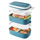 Beeptrum Bento Lunch Box stapelbar, 1400ml Behälter mit 4 Fächern und...