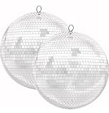 2 Stück 20 cm Spiegel-Diskokugeln mit 4 Stück 6 cm kleinen...