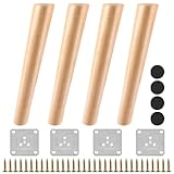 FWEEK 4 Stück 30cm Möbelfüße Holz Schräg, Massivholz Konisch Schräg...