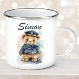 Tasse Polizei Teddy #1 Wunschname Emaille Kinderbecher personalisiert