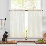 TOPICK Scheibengardinen modern Wohnzimmer Küche Weiß Bistrogardine 2er...