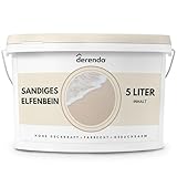 derendo Exklusive Wandfarbe beige 5L, hohe Deckkraft, Dispersionsfarbe...