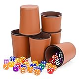 Biamaleu Würfelbecher Leder, 6 Schocken Set﻿ mit 36 Würfeln(16 mm),...