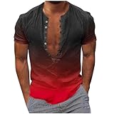 T-Shirts für Herren Farbverlauf Sommershirts Knopfleiste Sommer Oberteile...