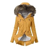 BLIBUNALA Daunenjacke für Damen, warm, Winter, Kapuze, dick, Fleece,...