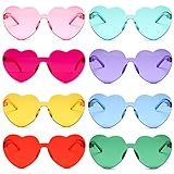 SIMIN 8 Stück Brille Herz Sonnenbrille für Damen, Partybrille Neon Farben...