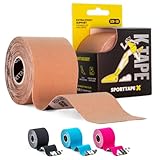 SPORTTAPE Kinesiotape Kinesiologie Tape - 5 m Rolle - Beige - Physio-Tape...