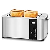 LEBENLANG Langschlitz Toaster 4 Scheiben mit Brötchenaufsatz - Touchscreen...