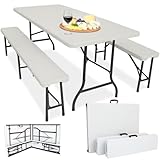 Devillo® Bierzeltgarnitur klappbar 3‑teilig – Tisch 180x74x72 cm + 2...