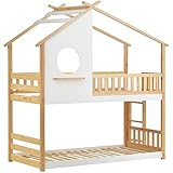 kubeier Kinderbett Baumhaus mit Barriere und Rausfallschutz 90 x 200 cm,...