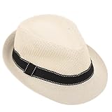 DIKACA Strohhut Unisex Sommerhut UV Schutz Atmungsaktiv Klassisch Stilvoll...