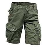 BIISDOST Herren Kurze Hose Männliche Cargohose einfarbig Taschengurt Plus...