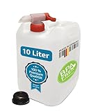 plasteo® 10 Liter Getränke- Wasserkanister Natur mit Hahn und...