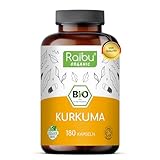 Raibu BIO Kurkuma Kapseln hochdosiert - 180 Curcuma Kapseln - 3000mg pro...