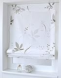 Ösenrollo Raffrollo Dandelion Weiss Natur Taupe Breite 45 x Höhe 140 cm