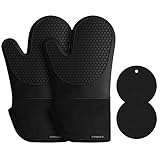 Philorn Silikon Ofenhandschuhe Grillhandschuhe und 2 Topflappen...