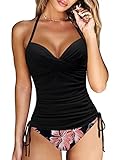 Yutdeng Tankini Damen Push Up Badeanzug Bauchweg Tankini Oberteil mit...