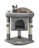 lionto Kratzbaum für Katzen mit Höhle & 2 Plüschballen inkl. Glöckchen,...