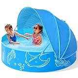 Hikiddy Schattiges Planschbecken für Kinder: 119,4 cm Pop-Up-Babypool mit...
