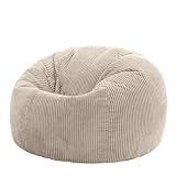 Icon Kingston Sitzsack Cord, Beige, Sitzsack Erwachsene mit Füllung, Bean...