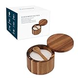 KITCHENDAO Acacia Holz Salzdose mit Integriertem Löffel, Salzbehälter mit...
