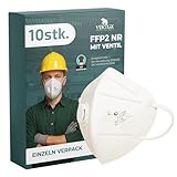 10 Stück FFP2 NR Maske mit Ventil || Einzeln Verpackt || Ergonomische...