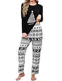 Reliwel Weihnachts Pyjama Baumwolle Schlafanzug Damen Lang Weihnachten...