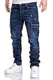 Amaci&Sons Herren Cargo Jeans Regular Slim Denim Hose Destroyed 7985...