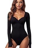 GJY Damen Bodysuit mit Quadratischem V-Ausschnitt, Sexy Oberteile Mode...