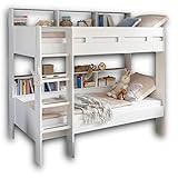 JUSA Hochbett mit Leiter & zwei Liegeflächen 90 x 200 cm - Platzsparendes...