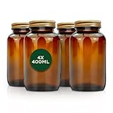 Nature Basics Vorratsdosen Glas Set - 4 x 400 ml - Braungläser mit Gewinde...