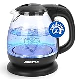 Aigostar Elfin - Glas Wasserkocher Klein 1 Liter, 2200W Reisewasserkocher...