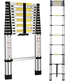 Teleskopleiter, 5 m, Aluminium-Teleskopleiter mit rutschfesten Füßen,...
