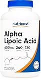 Nutricost Acide alpha-lipoïque 600 mg par portion, 240 gélules – Sans...