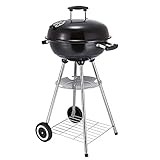 Holzkohlegrill Trolley Camping Grill mit 2 Griffen 2 Rollen | Tragbarer...