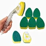 Stabiles Tellerstab-Nachfüll-Set, 6 kratzfreie Schwammköpfe mit Griff,...