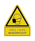 Aufkleber FFP2 / FFP3 MASKENPFLICHT Warnschild Folie ähnl. ISO 7010 |...