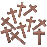 SHINEOFI Holz-Kreuz-Charms-Anhänger 10 Stück Kruzifix-Charm-Anhänger...