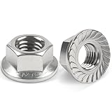 10 Stück Flanschmuttern M10, Jeboler M10 Muttern Edelstahl DIN 6923...